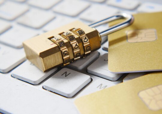 Padlock lying on keyboard