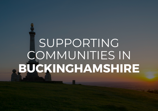 Image showing view from Coombe Hill in Buckinghamshire with words Supporting communities in Buckinghamshire